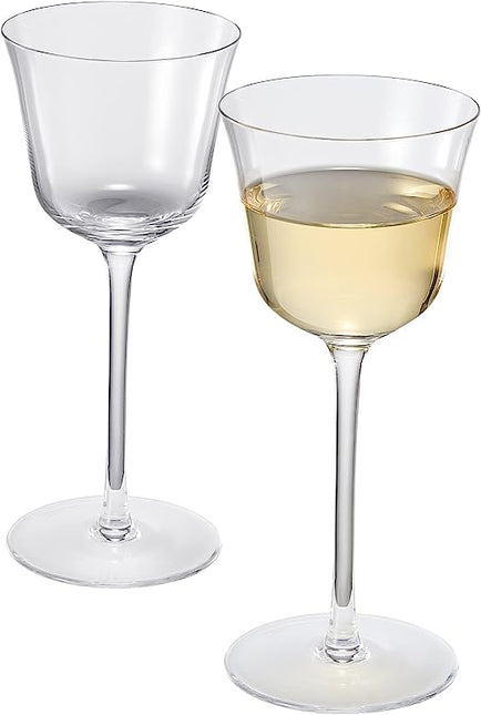 Vintage Crystal Nick & Nora/Wine Coupe Glasses - Set of 2 - Clear Radiance - Cocktails, Wine, Whiskey, Gin, Cocktail Glass - Hand Blown Classy Glass - Timeless Art Deco Design - Long Stemmed (5 OZ) by The Wine Savant