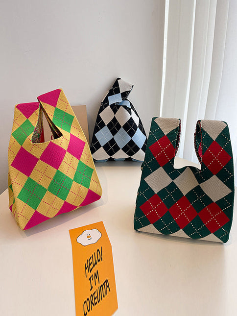 Urban Checkerboard Contrast Color Color-Block Bags Accessories Handbags by migunica