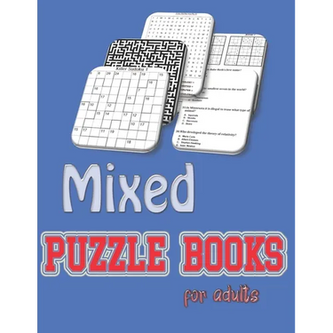 Mixed puzzle books for adults: word search, sudoku, mazes, Hard killer sudoku and Trivia 8,5"x11" 110 pages