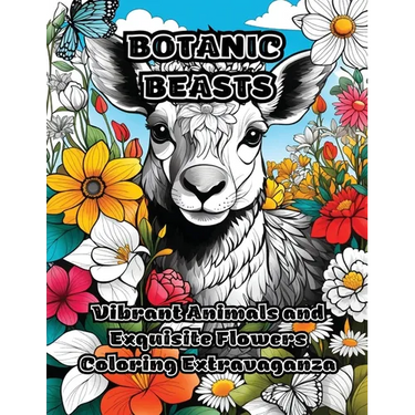 Botanic Beasts: Vibrant Animals and Exquisite Flowers Coloring Extravaganza