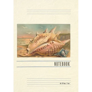 Vintage Lined Notebook Conch Shell Greetings from Cambria