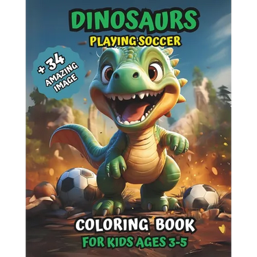 Dinosaurs Coloring Book Playing Soccer: For Kids Ages 3-5