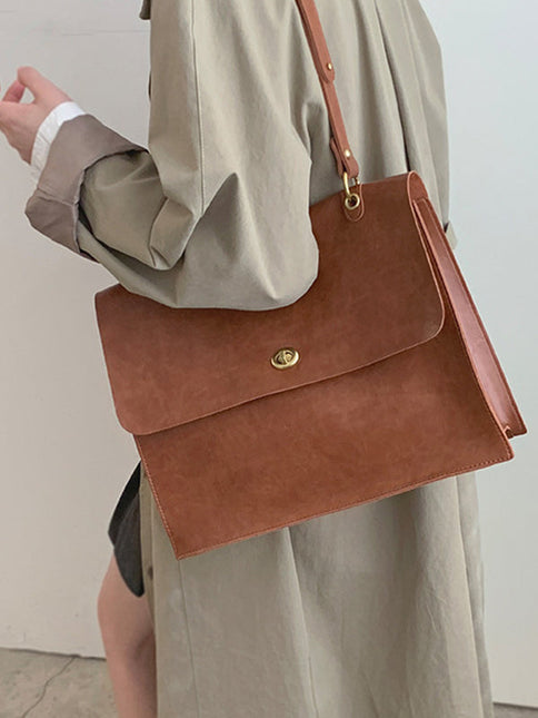 Vintage Solid Color PU Tote Bags Accessories by migunica
