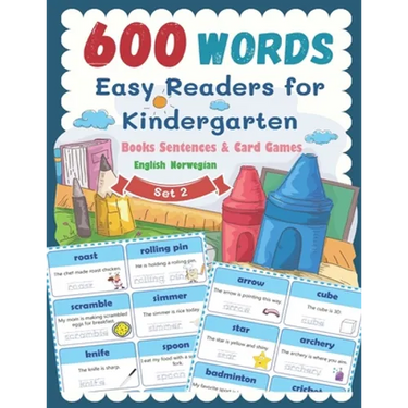 600 Words Easy Readers for Kindergarten Books Sentences & Card Games English Norwegian Set 2: Smart Guided Reading Level for Preschool, Pre-K and kind