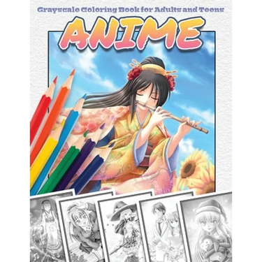 Anime Grayscale Coloring Book for Adults and Teens