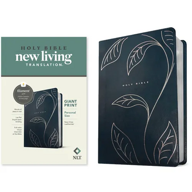 NLT Personal Size Giant Print Bible, Filament Enabled (Leatherlike, Navy Vines, Red Letter)