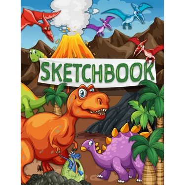 Sketchbook: 120 Blank Pages with a Cute Dino Character (Sketchbook for Kids)