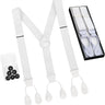 HOLD'EM Tuxedo Suspenders for Men Black Genuine Leather Button End 1.25 Inches Mens Braces Suspenders - 1