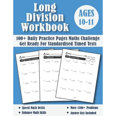 Long Division Workbook Year 6 - KS2: 100 Days of Practice Pages Timed Tests - Division With Remainders (Answers Included) - Ages 10-11