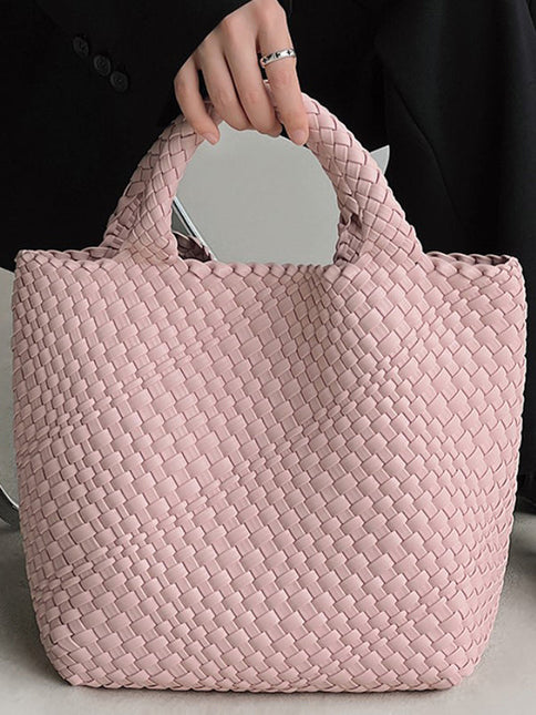Solid Color Woven Tote Bags Handbags by migunica