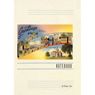 Vintage Lined Notebook Greetings from Connecticut