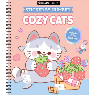 Brain Games - Sticker by Number: Cozy Cats: Includes a Foil Sticker Sheet to Complete Each Image!