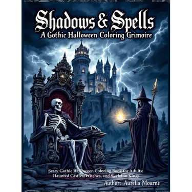 Shadows & Spells: A Gothic Halloween Coloring Grimoire Scary Gothic Halloween Coloring Book for Adults: Haunted Castles, Witches, and Skeleton Kings:
