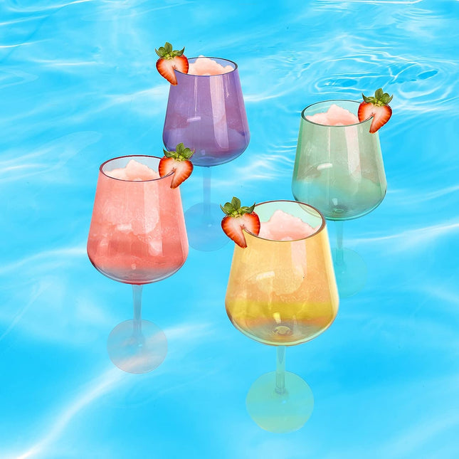 Floating Wine Glasses for Pool - Set of 2-15 OZ Shatterproof Poolside Wine Glasses, Tritan Plastic Reusable, Beach Outdoor Cocktail, Wine, Champagne, Water Glassware Spring Summer (Smoke) by The Wine Savant