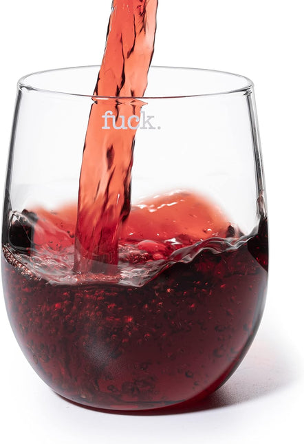 F*CK Wine Glass Single Set, Large 11 oz Glasses, Fuck Fucking Glass Unique Italian Style Tall Stemless for White & Red Wine, Water, Novelty Tumbler, Gifts, Comedy Beautiful Glassware (Stemless) by The Wine Savant