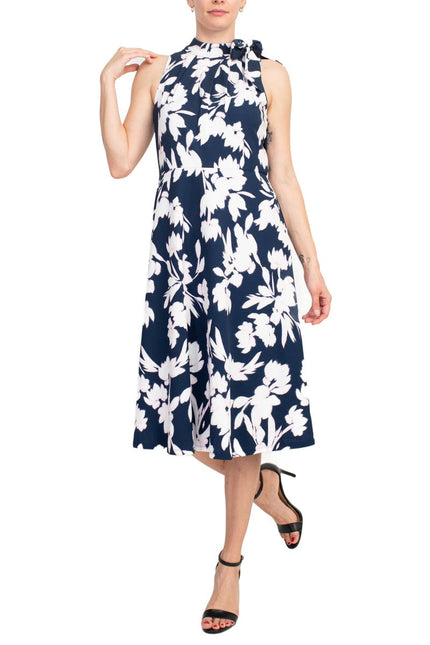 Sandra Darren Studio One Floral Navy Cotton Dress by Curated Brands