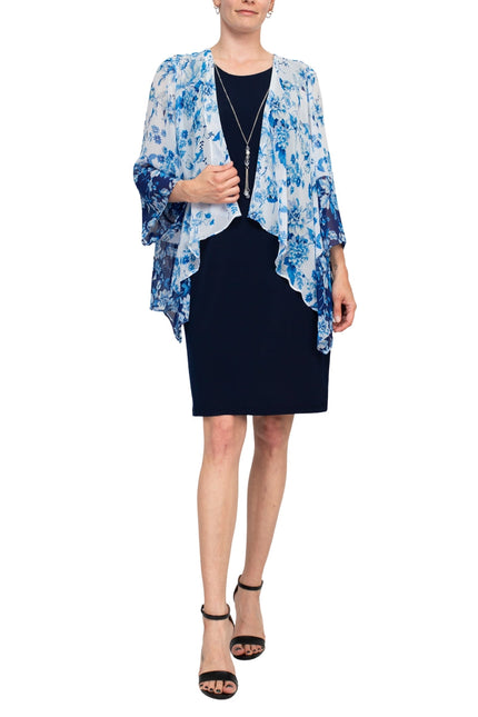 Studio One Floral Chiffon Cape Detail Dress by Curated Brands