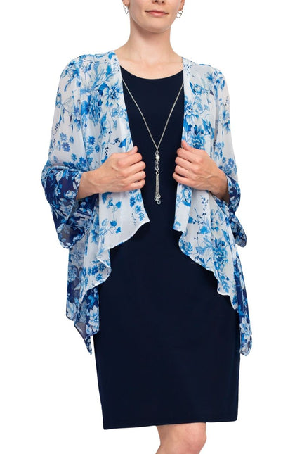 Studio One Floral Chiffon Cape Detail Dress by Curated Brands