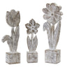 White Washed Potted Floral Sculpture (Set of 3)