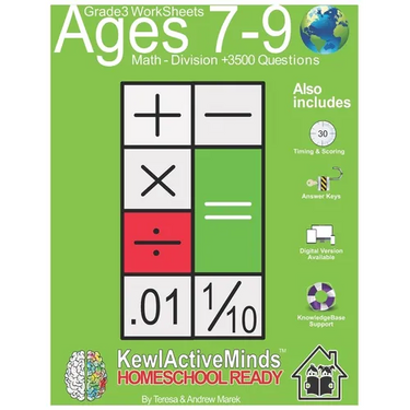 Grade 3 Worksheets - Math Division, HomeSchool Ready +3500 Questions: Includes Timing & Scoring, Answer Keys, Knowledgebase Support
