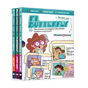 P.I. Butterfly Box Set (Gone Guppy, Birthday Bandit, Disappearing Daisy) for Curious Kids Ages 6-11, Interactive Kids Mystery Early Graphic Novel Gift