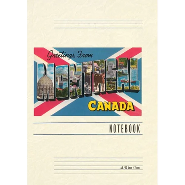 Vintage Lined Notebook Greetings from Montreal, Canada