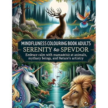 Mindfulness Coloring Book for Adults: Serenity and Splendor - Embrace Calm with Majestic Animals, Mythical Beings, and Nature's Artistry