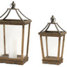 Natural Wooden Lantern with Open Top (Set of 2)