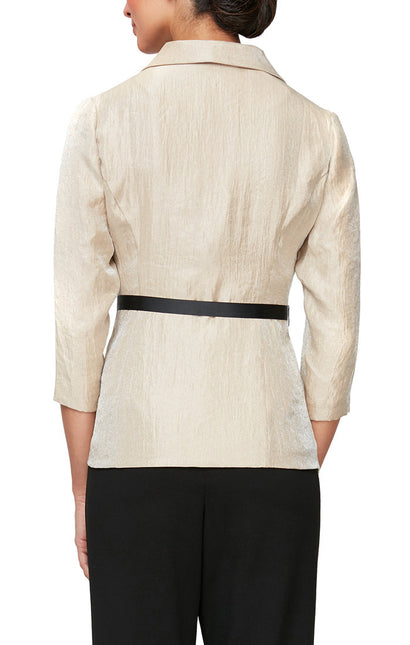 Alex Evenings Button Front Blouse with Tie Belt by Curated Brands