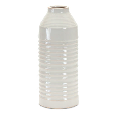 Modern Ribbed Terra Cotta Vase 14"H