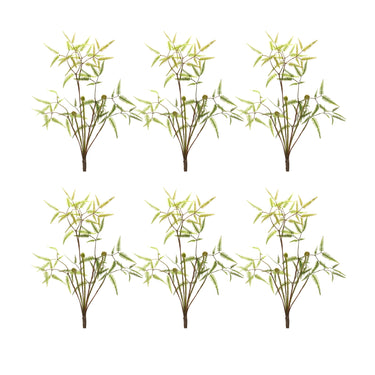 Mini Fern Foliage Bush with Sprout Accent (Set of 6)