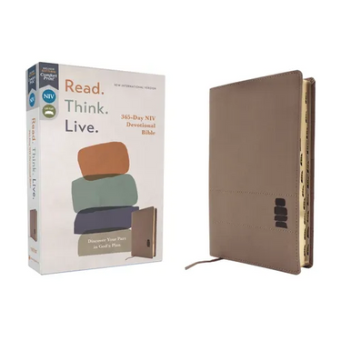 Niv, Read. Think. Live., Leathersoft, Brown, Thumb Indexed, Comfort Print: 365-Day NIV Devotional Bible - Discover Your Part in God's Plan