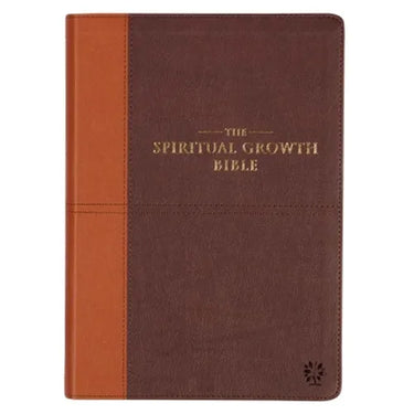 The Spiritual Growth Bible, Study Bible, NLT - New Living Translation Holy Bible, Faux Leather, Chocolate Brown/Ginger