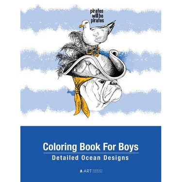 Coloring Book For Boys: Detailed Ocean Designs: Colouring Pages For Relaxation, Tweens, Preteens, Ages 8-12, Detailed Zendoodle Drawings, Calming Art