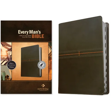 Every Man's Bible NLT (Leatherlike, East-West Grey, Indexed)