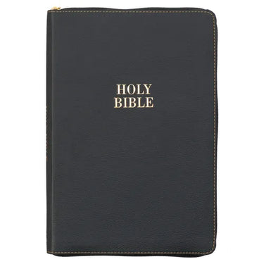KJV Bible Thinline Large Print (Faux Leather, Black W/Zipper)