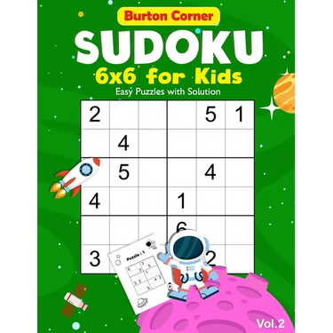 Sudoku for Kids: 6x6 Easy 100 Puzzles Games Book with Solution for Beginners Vol.2 Space Themed, Kids Ages 6-10