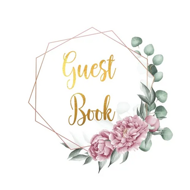 Guest Book for visitors and guests to sign at a party, wedding, baby or bridal shower (hardback)