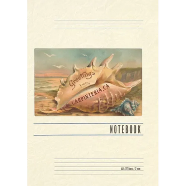 Vintage Lined Notebook Conch Shell Greetings from Carpinteria