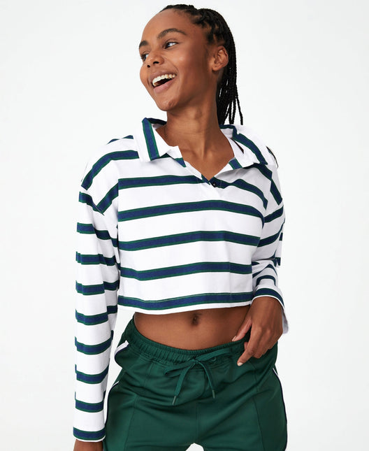 COTTON ON Women's Polo Long Sleeve Top Green by Steals