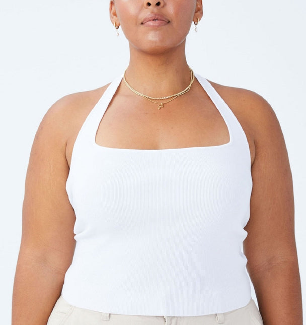 COTTON ON Women's Active Summer Knit Twist Back Vestlette Top White by Steals