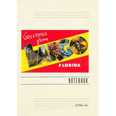 Vintage Lined Notebook Greetings from Largo, Florida