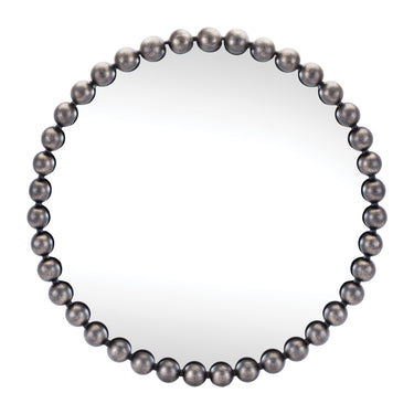 Round Beaded Metal Wall Mirror 23.5"D