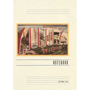 Vintage Lined Notebook Greetings from Aurora, Illinois
