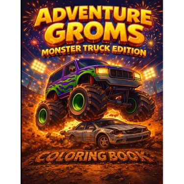 Adventure Groms: Monster Truck Coloring Book: Monster Trucks, Big Wheels, Mud, Jumps, Racing, Off-Road Action for Kids and All Ages