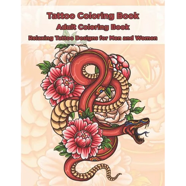Tattoo Coloring Book - Adult Coloring Book - Relaxing Tattoo Designs for Men and Women