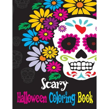 Scary Halloween Coloring Book: 40 Zombie and Skull Face Paint Pattern Scary Happy Halloween Pumpkin Stress Relief Design Notebook for Adult Kid Activ