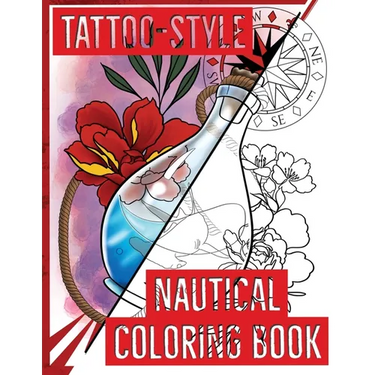 Tattoo-Style nautical coloring book