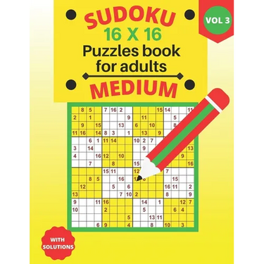 Sudoku 16 X 16 medium Puzzles - volume 3: medium Sudoku 16 X 16 Puzzles book for adults with Solutions - Large Print - One Puzzle Per Page (Volume 3)