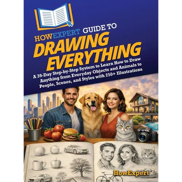 HowExpert Guide to Drawing Everything: A 39-Day Step-by-Step System to Learn How to Draw Anything from Everyday Objects and Animals to People, Scenes,